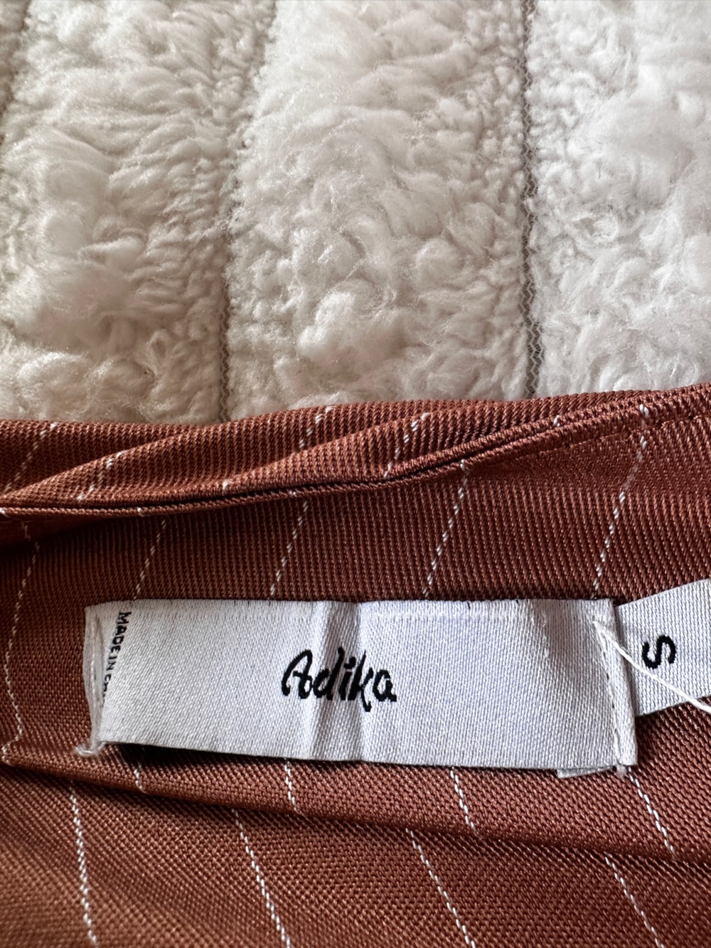 Adika Light Brown Pinstripe Button-Front Vest - Picture 3 of 3